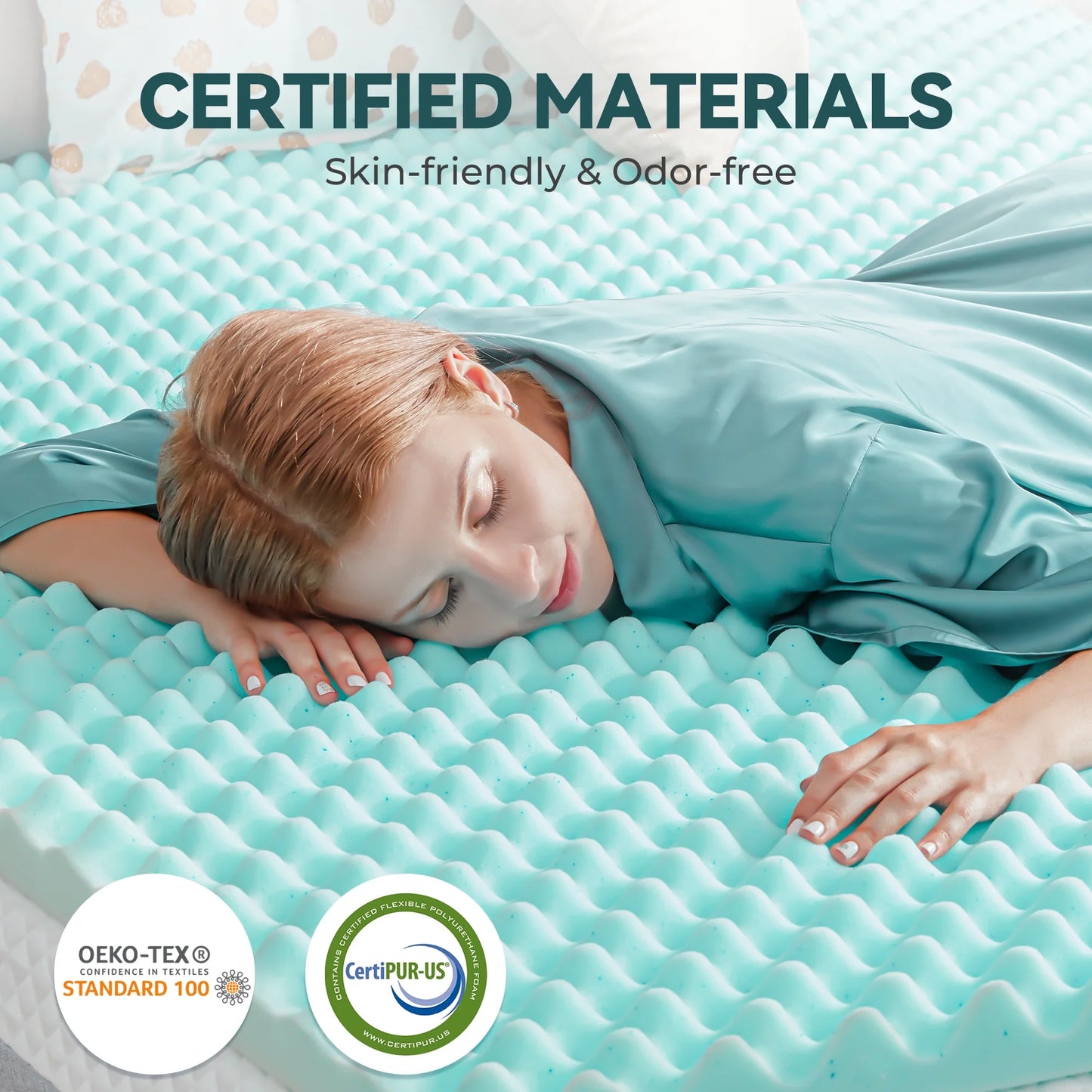 BDEUS 2 inch Gel Cooling Memory Foam Mattress Topper, Memory Foam Egg Crate Mattress Topper, Full Size
