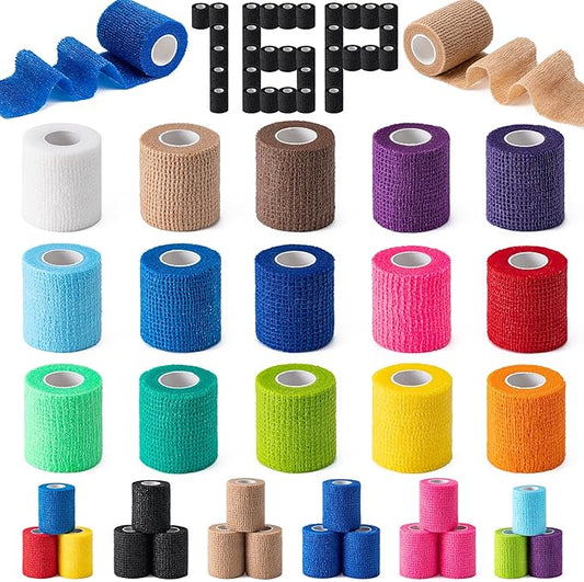 Multicolor Self Adhesive Bandage Wraps,2" X 5 Yards Non-Woven Elastic Cohesive Bandage Wrap, Color Athletic Tape