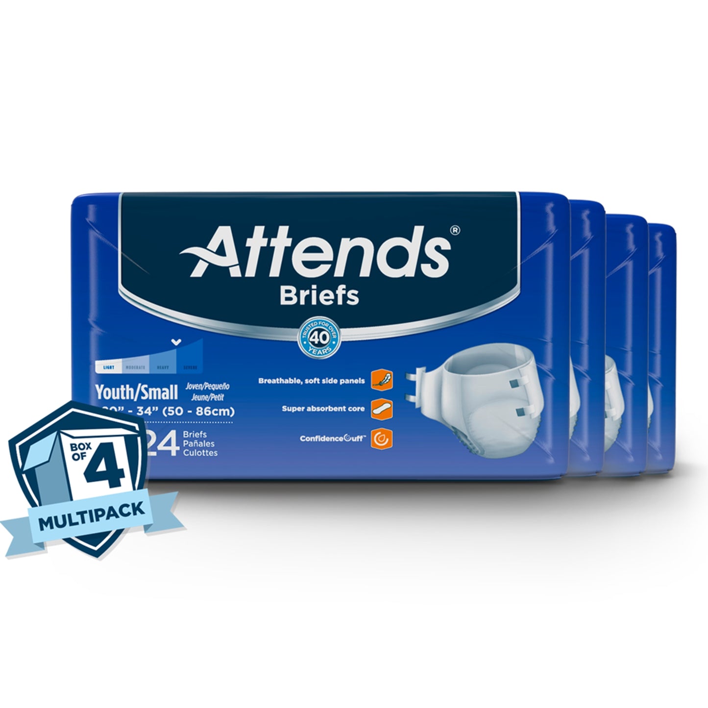 Unisex Youth Incontinence Brief Attends® Small Disposable Heavy Absorbency