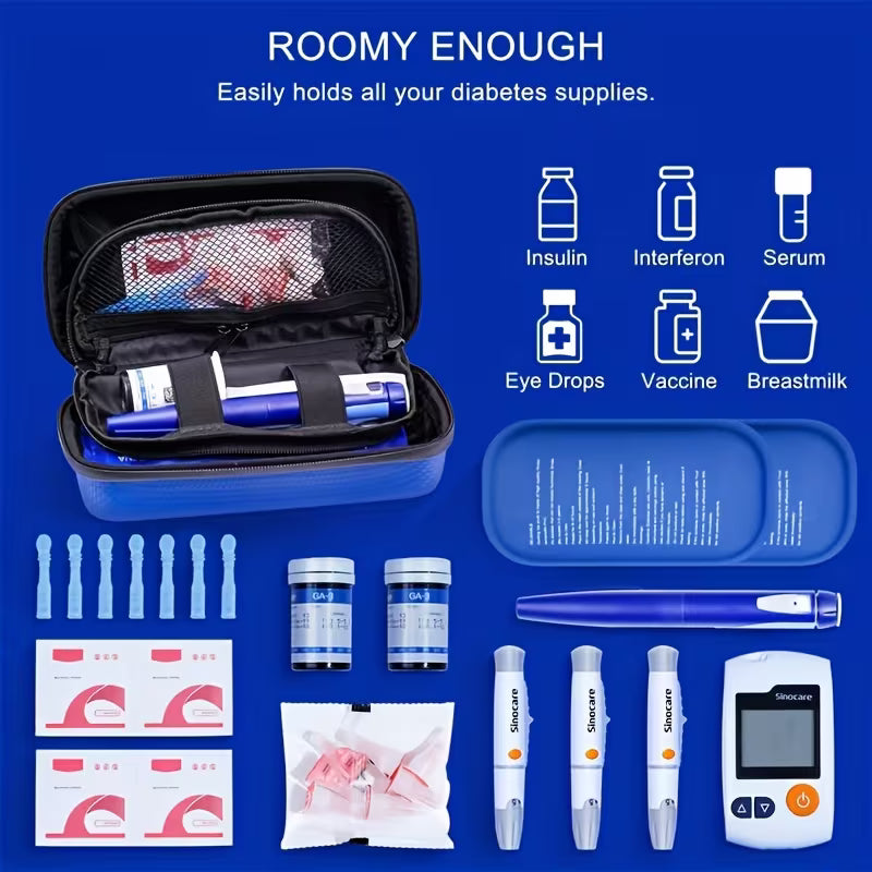 24 Hour Insulin Cooler Travel Case, Refrigerated Medication Travel Case with Temperature Display, Diabetes Travel Case, Wristband And 2 Reusable Ice Packs