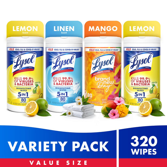 Lysol® Disinfectant Wipes Bundle, Multi-Surface Antibacterial Cleaning Wipes, For Disinfecting & Cleaning, 320 count