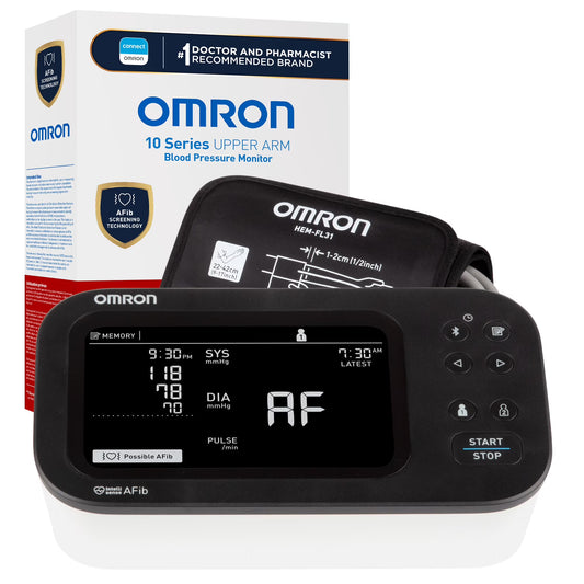 OMRON 10 Series Upper Arm Blood Pressure Monitor and Arm Cuff with AFib Detection for Home Use