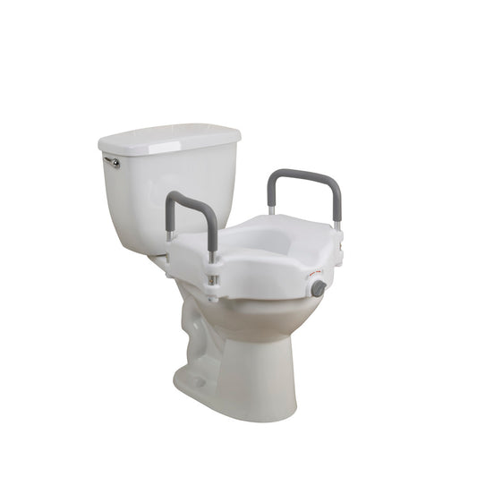 2-in-1 Locking Raised Toilet Seat with Tool-free Removable Arms