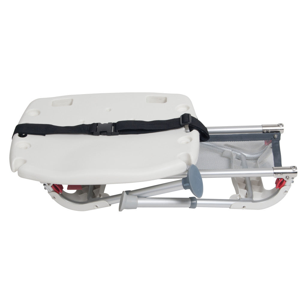 Drive Medical RTL12075 Adjustable Height Sliding Bathtub Transfer Bench Shower Chair with Armrests and Seatbelt, 300 Pound Weight Capacity, White