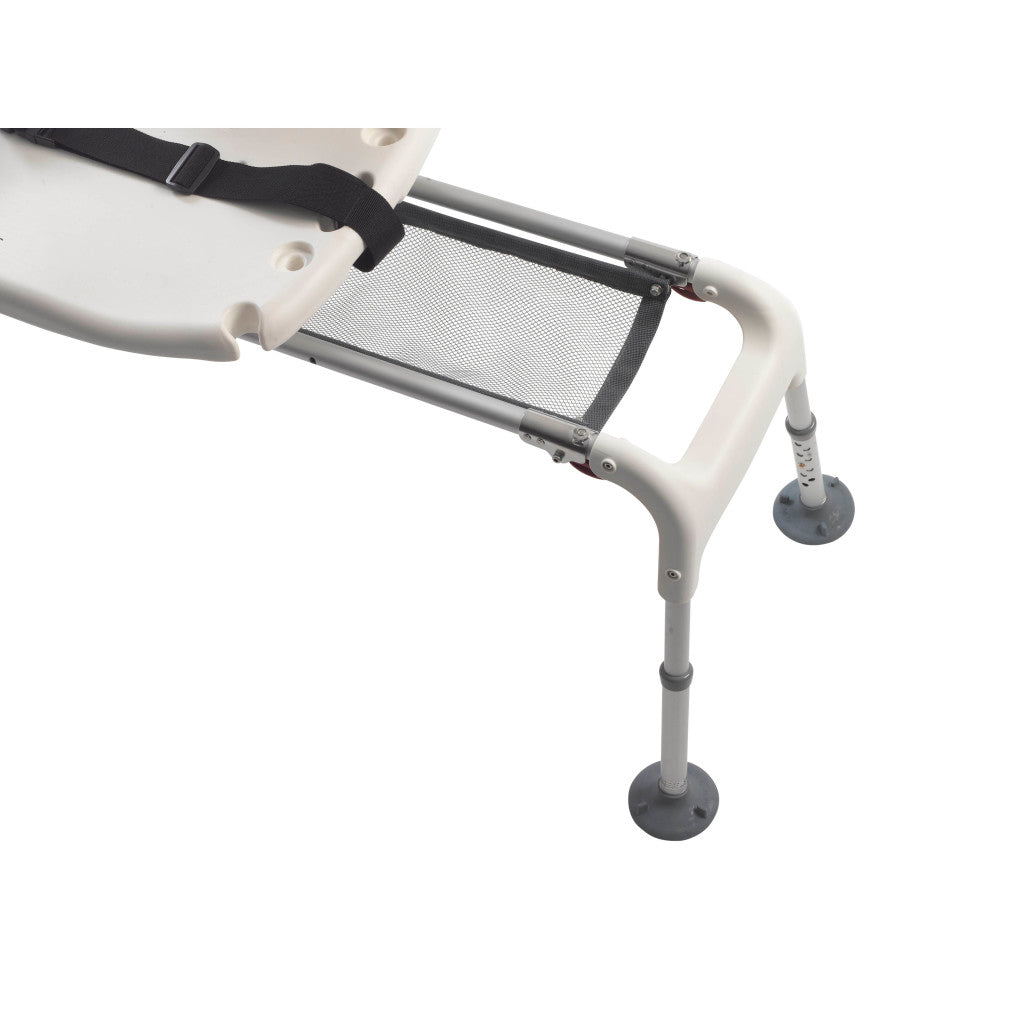 Drive Medical RTL12075 Adjustable Height Sliding Bathtub Transfer Bench Shower Chair with Armrests and Seatbelt, 300 Pound Weight Capacity, White