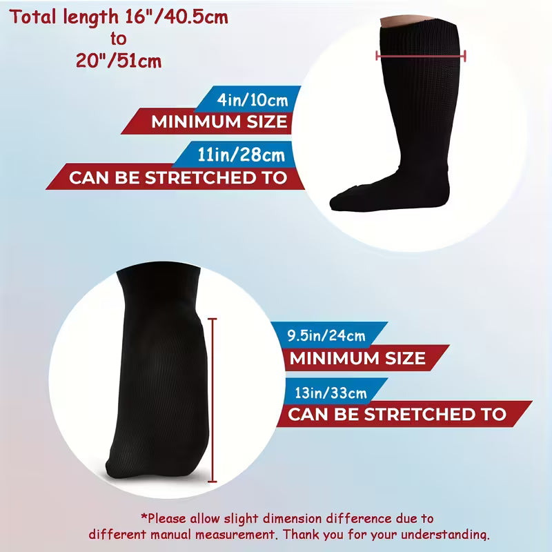 Extra Wide Diabetic Socks for  Loose Fit Top Neuropathy Swollen Feet, Stretch to 30" for Men, Women, Bariatric Seniors, Plus Size Socks, Non Binding Seamless Socks