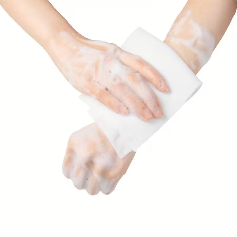 100pcs No-Rinse Bath Wipes - 11.81x11.81in Disposable Foaming Body Cleansing Cloths, Alcohol-Free & Fragrance-Free,