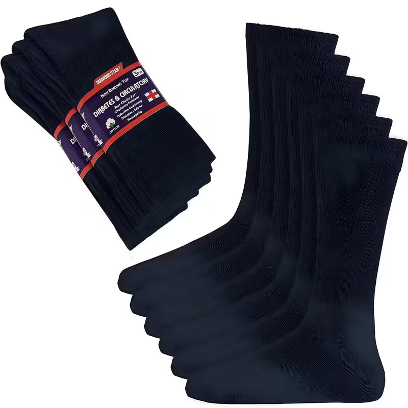 3 Pairs Diabetic  Non-Binding Circulatory Cushion Cotton Crew Socks for Men Women