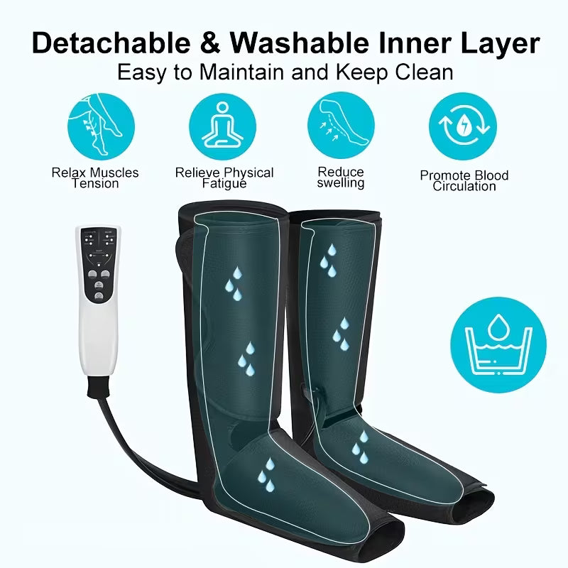 Leg Air Massager for Circulation And Relaxation Foot And Calf Massage with Handheld Controller 3 Intensities 2 Modes (with 2 Extensions) Adjustable Leg Wrap for Most Size,