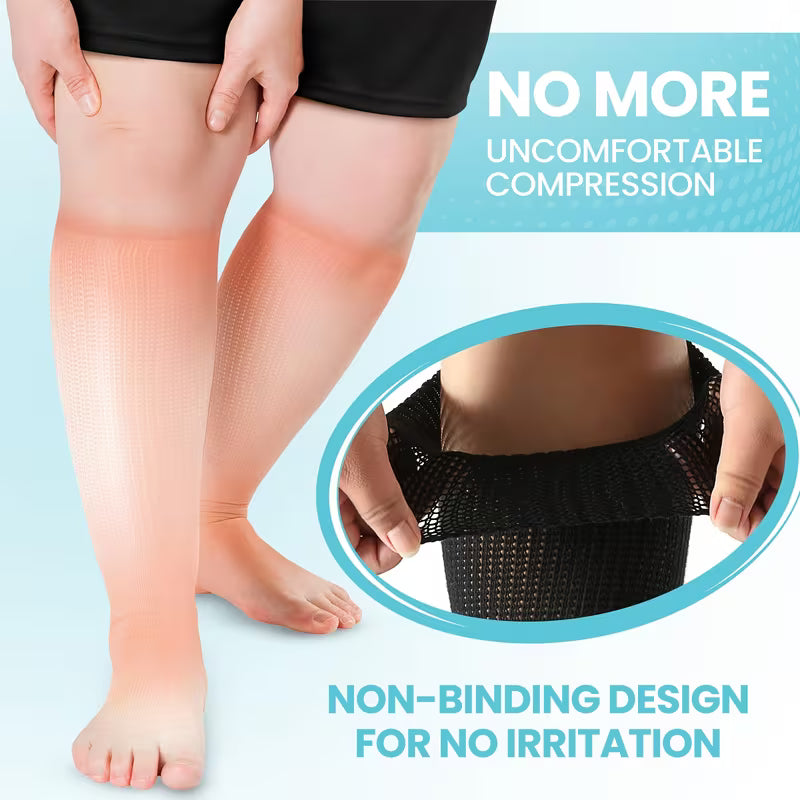 Extra Wide Diabetic Socks for  Loose Fit Top Neuropathy Swollen Feet, Stretch to 30" for Men, Women, Bariatric Seniors, Plus Size Socks, Non Binding Seamless Socks