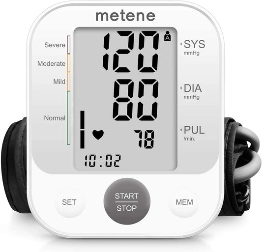 Metene Upper Arm Blood Pressure Monitor with Speaker, 2 Users, 240 Recordings, Large Cuff, Large Display Screen