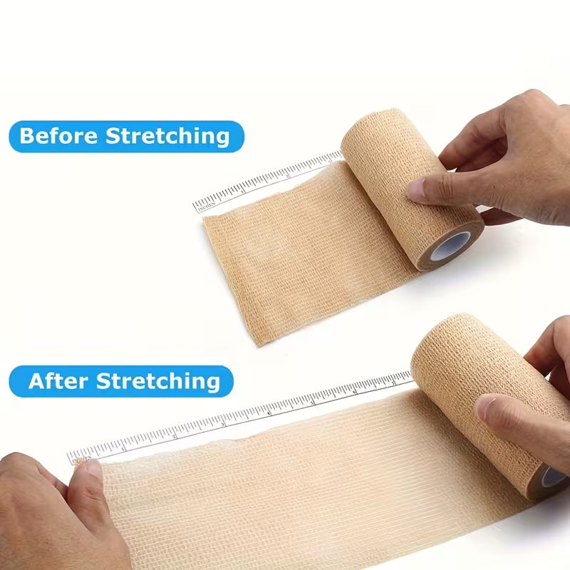 LotFancy Self Adhesive Bandage Wrap, 6 Pack, 3 Inch X 5 Yards Non Woven Cohesive Bandage, For Sports Athletic Wrist, Ankle