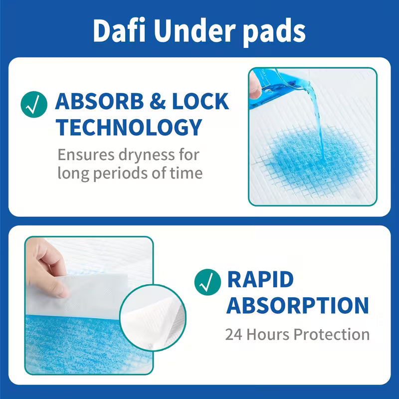 DAFI 30"x 36" Disposable Bed Pads, Extra Large Adult Incontinence Underpads, Effective Odor Control Pee Pads, Chucks Pads, 10-200 Pcs Super Absorbent Protection for Elderly, Adults