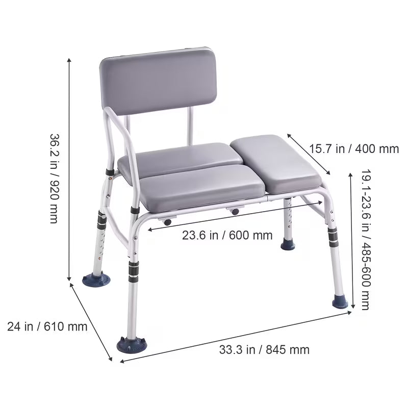 Lightweight Shower Transfer Bench for Elderly and Disabled with Padded Seat for Bathtub 500lbs
