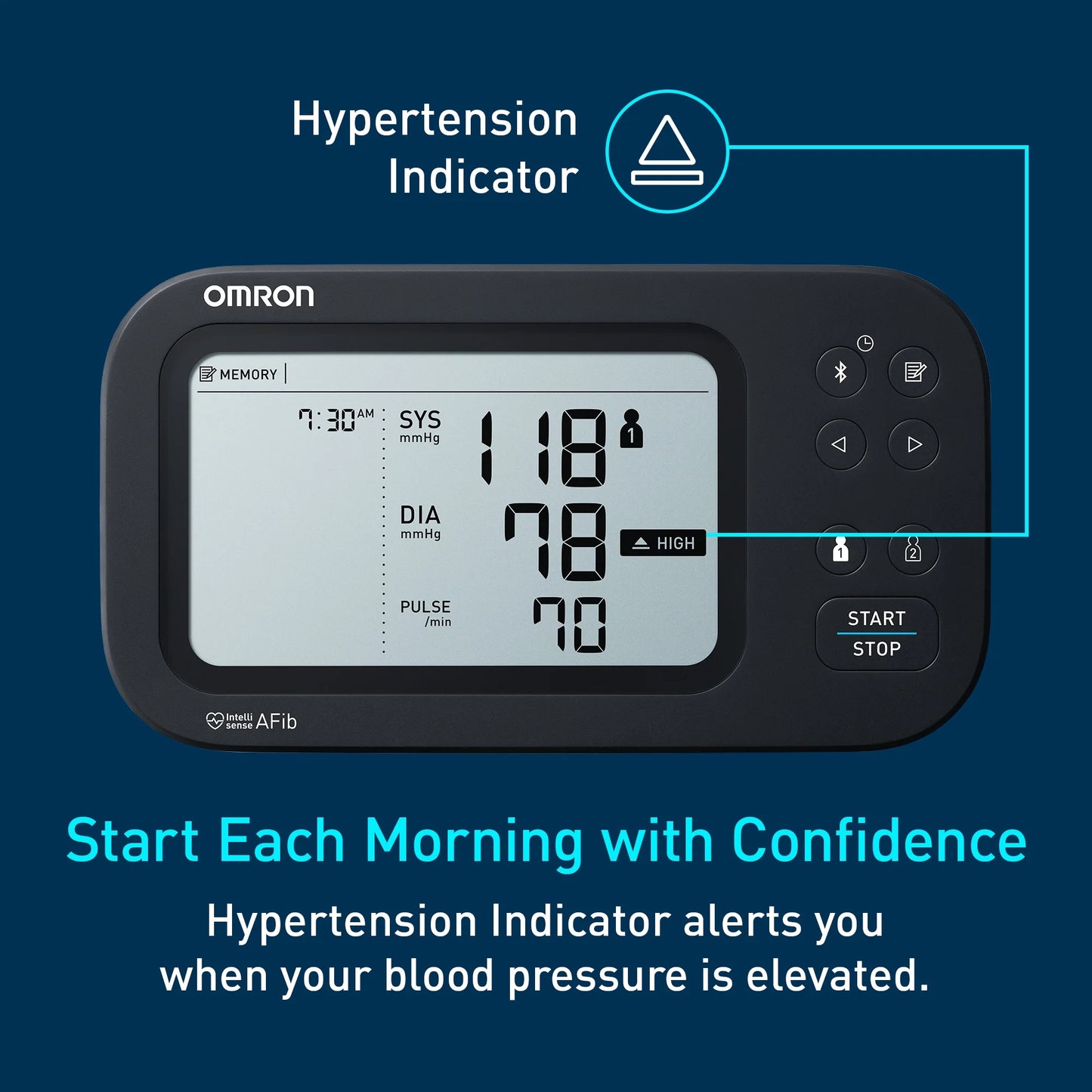 OMRON 7 Series Upper Arm Blood Pressure Monitor and Arm Cuff with AFib Detection for Home Use