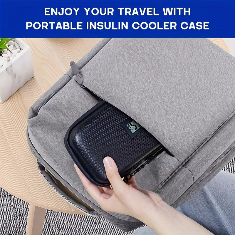 24 Hour Insulin Cooler Travel Case, Refrigerated Medication Travel Case with Temperature Display, Diabetes Travel Case, Wristband And 2 Reusable Ice Packs