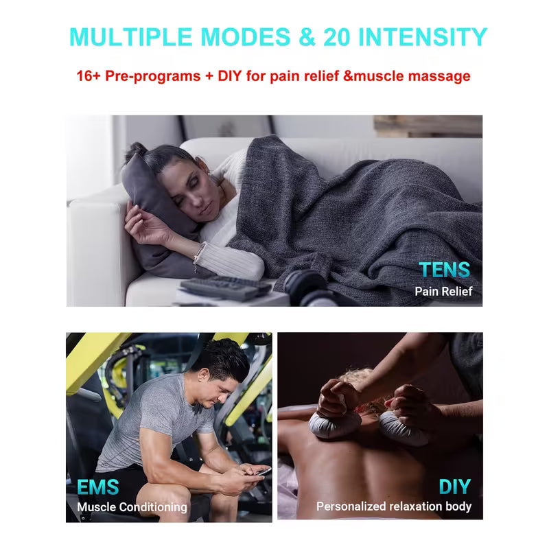 VICSAINTECK TENS + EMS Unit Muscle Massager — 16 Modes, 20 Intensity Levels