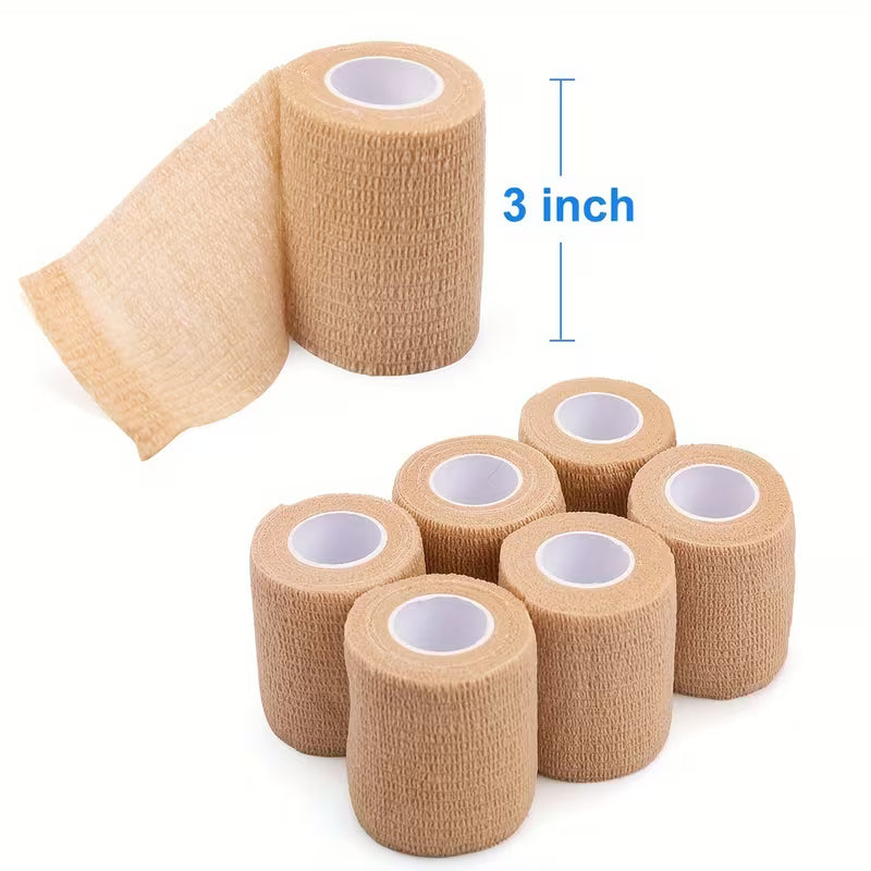 LotFancy Self Adhesive Bandage Wrap, 6 Pack, 3 Inch X 5 Yards Non Woven Cohesive Bandage, For Sports Athletic Wrist, Ankle