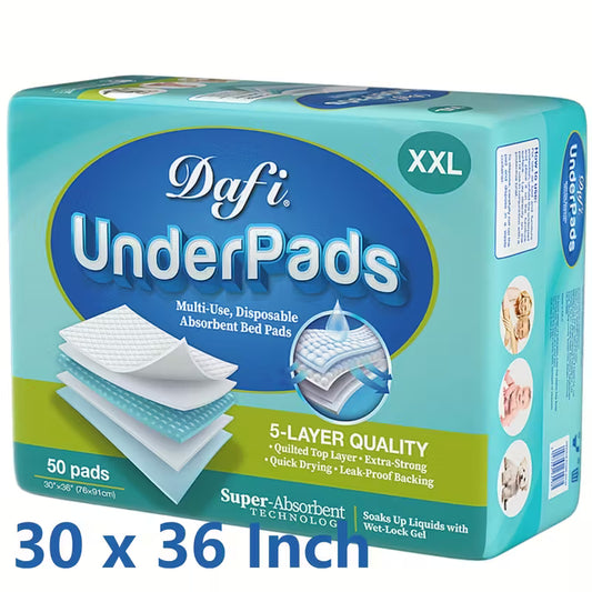 DAFI 30"x 36" Disposable Bed Pads, Extra Large Adult Incontinence Underpads, Effective Odor Control Pee Pads, Chucks Pads, 10-200 Pcs Super Absorbent Protection for Elderly, Adults