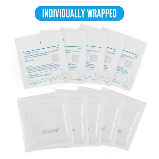 Calcium Alginate Wound Dressing Pads, 4x4 inch, 10x10cm, Non-Stick Padding, Medical Wound Dressings