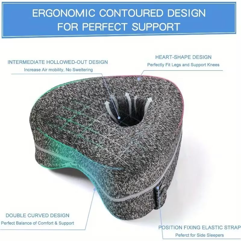 Knee Pillow Designed for Side Sleepers - Support Cushion with a Washable Cover,