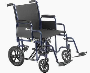 Drive Medical Bariatric Heavy Duty Transport Wheelchair with Swing Away Footrest, 22" Seat, Blue